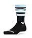 Swiftwick - Aspire Seven, Crew Socks for Cycling, Stripe Black/Light Blue/Gray, Large