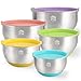 Mixing Bowls Set of 5, Wildone Stainless Steel Nesting Mixing Bowls with Lids, Non-Slip Silicone Bottom, for Mixing & Beating, Stackable Storage (1.5, 2.0, 3.0, 4.0, 5.0 qt)