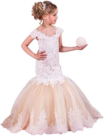 Mr Zhu Mermaid Lace Flower Girl Dresses First Communion Dress Kids Princess Gowns MZD0004 Champagne 10