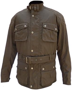 Spirit Gears Men Arrow Waxed Cotton Motorcycle Armored Jacket.