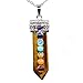 7 Chakra Stones Tiger's Eye Pendant Necklace, Healing Point Fashion Pendant, 20