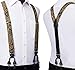 HISDERN Paisley Floral 6 Clips Suspenders & Bow Tie and Pocket Square Set Y Shape Adjustable Braces,Brown & Gold,One Size