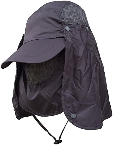 Roomax Removable Flap Hats for Men with Face Mask &amp; Neck Cover Sun Cap for Fishing &amp; Hunting