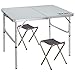 REDCAMP Folding Camping Table Adjustable, Portable Picnic Table with 2 Chairs, Aluminum White 35.4