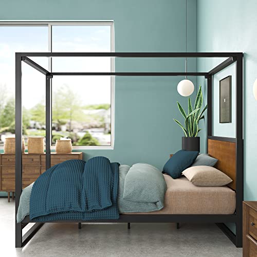 ZINUS Suzanne Bamboo and Metal Canopy Platform Bed Frame / No Box
