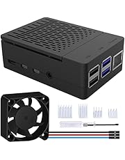 GeeekPi ABS Case for Raspberry Pi 4 Model B, Raspberry Pi 4B Case with PWM Fan 40X40X10mm and 4pcs Heatsinks for Raspberry Pi 4 Model B (Black)