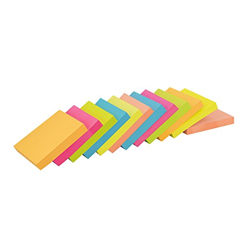 ZCZN 6 Bright Color Sticky Notes,3 in x 3 in 12 Pads/Pack 100 Sheets/Pad Sticky issue is improved (12 pack)