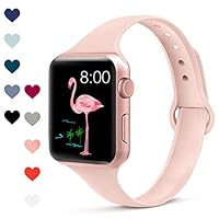 Merlion Compatible with Apple Watch Band 38mm 42mm 40mm 44mm for Women/Men,Soft Silicone Thin Narrow Replacement Slim Bands for iWatch Series 4/3/2/1