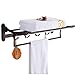 ELLO&ALLO Oil Rubbed Bronze Towel Racks for Bathroom Shelf with Foldable Towel Bar Holder and Hooks Wall Mounted Multifunctional Rack