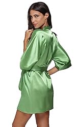 The Bund womens Pure Colour Short Kimono Robes with