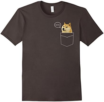 Mens Pocket Doge T Shirt | Shiba Inu Such Wow Dank Pixel Meme Tee Medium Asphalt