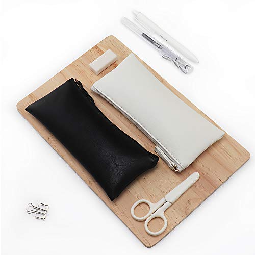 EONMIR PU Leather Pencil Case Pouch Bag,Small Simple Pencil Pouch,Makeup Pouch for Girls,Boys,School,Office(Black+White) - Thumbnail 3