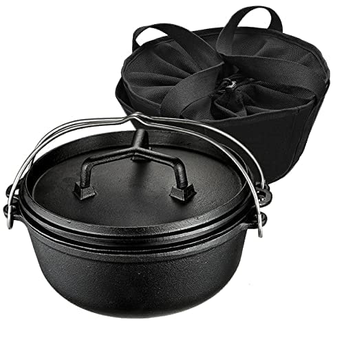 Bruntmor Camping Cooking Set Of 4. Pre Seasoned Cast Iron Pots And Pans