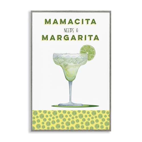 Stupell Industries Mamacita Needs Margarita Gray Framed Giclee Art design by Br…