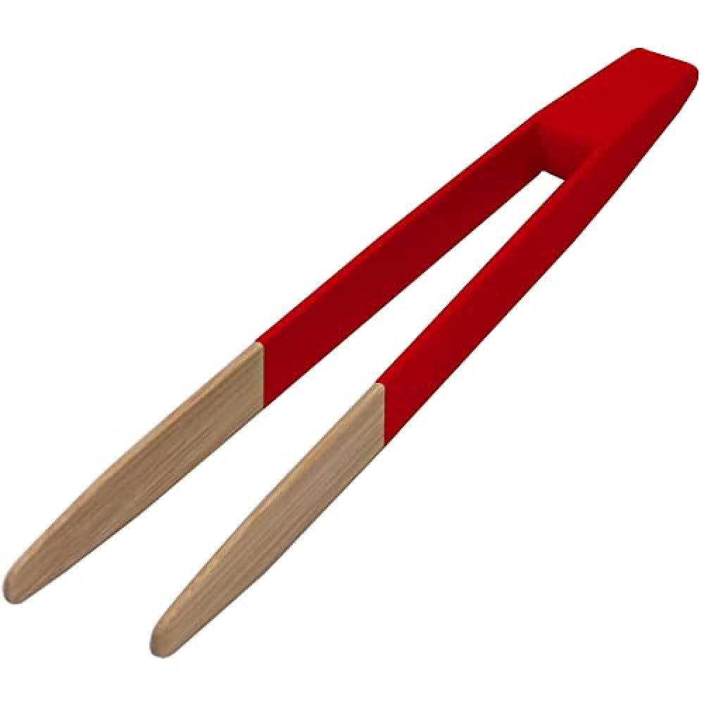 Pebbly 24 cm Magnetic Toaster Tongs, Red