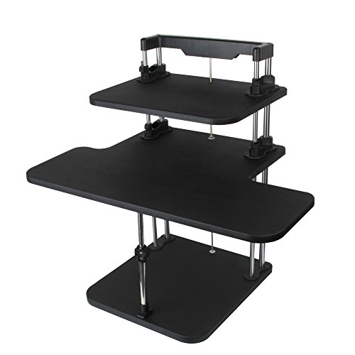 Sit / Stand Laptop Computer Desk Height Adjustable - Converts Any Desk or Cube to a Sit / Stand Up Desk (Black)