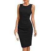 oten Womens Crew Neck Sleeveless Ruched Bodycon Sheath Work Cocktail Party Pencil Dresses
