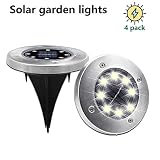 MIXBIRLY Solar Garden Lights Outdoor Green Powered Ground Illumination for Patio Lawn and Front Yard Warm White 4 Pack, Upgraded