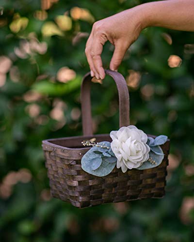 Flower Girl Basket - Wood Wedding Toss Petal Basket - Boho Flower Girl Basket by Ragga Wedding