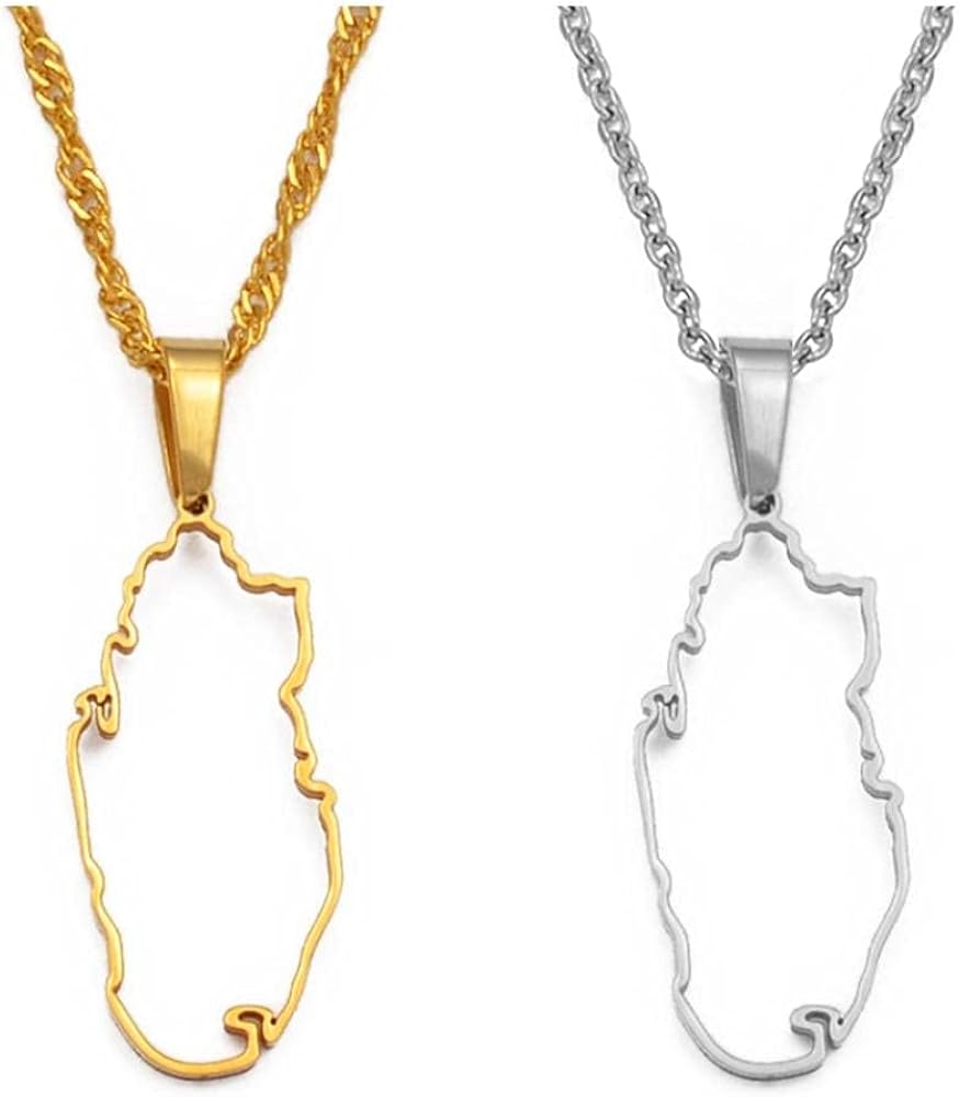 (Small Size) Gold Color / Silver Color Stainless Steel Outline Qatar