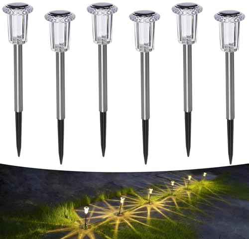 Aourow 6 Pieces Outdoor Garden Solar Lights Warm Light Garden Lamps Waterproof LED Solar Lamps for Garden, Balcony, Patio, Lawn, Paths, Yard