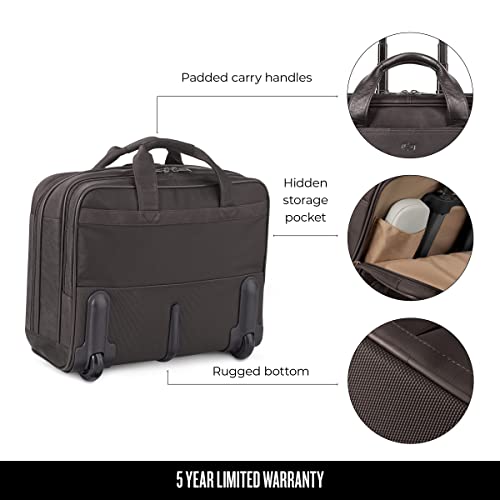 Solo New York Walker Leather Rolling Laptop Bag, Espresso Pricepulse