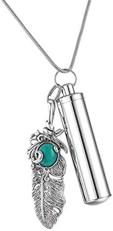 FanSi Custom Cremation Jewelry Ashes Holder Urn Necklace Waterproof Keychain with Charms Feather 48mm