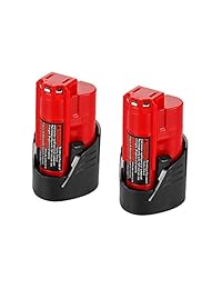 Happy Bean - Batería de repuesto para Milwaukee M12 48-11-2410 48-11-2420 48-11-2411 48-11-2401 48-11-2402 48-11-2401 (2 unidades)