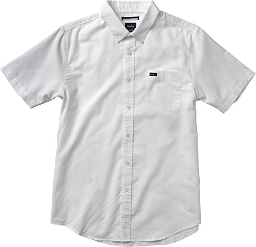RVCA Men's That'll Do Oxford Short Sleeve Woven Shirt, White, Medium