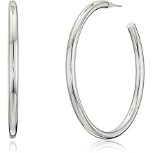 Silver Plated 4X70MM Polished Tube C-Hoop Earrings Post Back