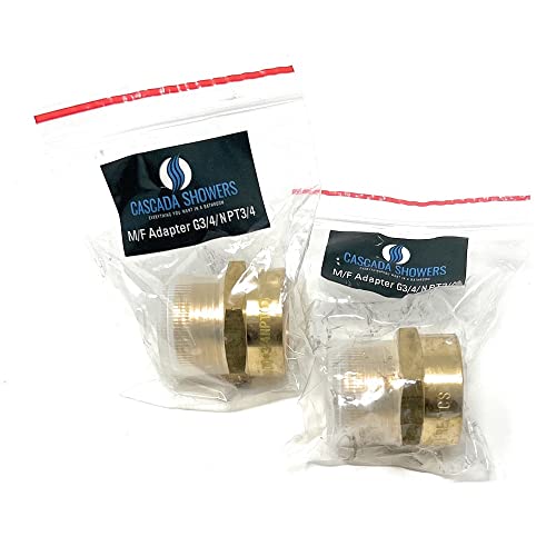 Cascada Lead-Free Brass Adapter, G Thread British BSPP Male to NPT Female (3/4" x 3/4" (2 Pieces))