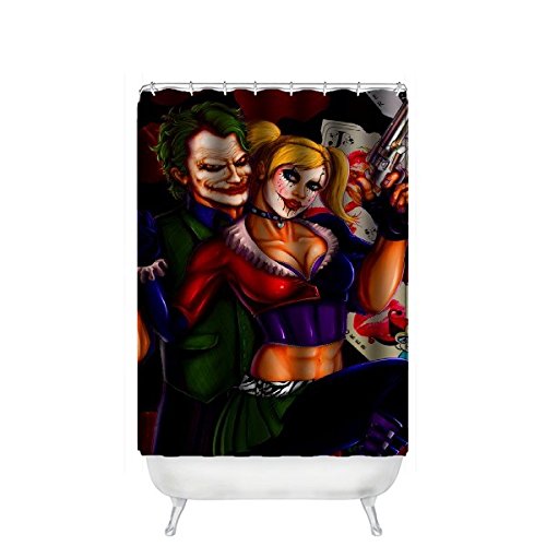 Zxx Qe Joker And Harley Quinn Shower Curtain Waterproof Polyester