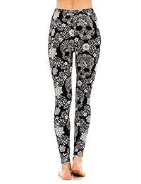 Halloween Leggings para dama negro Sugar calavera patrón alta cintura O S y Plus