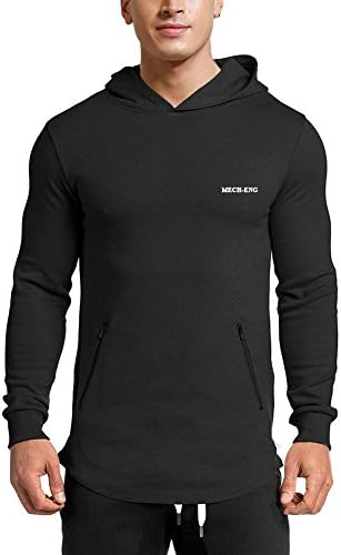 LANGCHEN Men's Gym Workout Hoodie Training Sports Pullover with Zipper Pockets Hoody