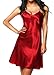 Cabreao Sexy Nightgowns Women's Nightshirts Satin Chemises Red Sleepwear M = US S