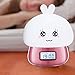 Multicolor Silicone Alarm Clock Led Touch Table Nightlight Rechargeable Sensitive Remote Control Cute Animal Desk Lamp Bedroom Lamp for Baby, Children, Toddlers or Nursery -Pink
