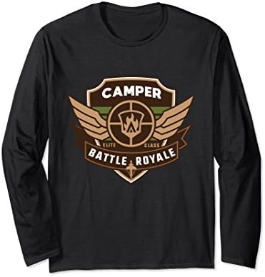 Unisex Funny Battle King Royale Camper Military Gamer Long Sleeve XL: Black