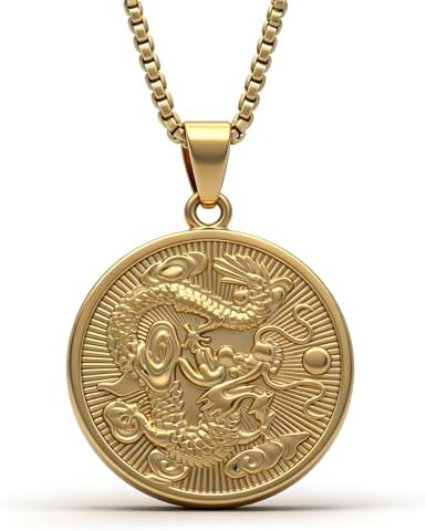 Amazon.com: Fusamk Fashion 18K Gold Plated Dragon Dog Tag Pendant