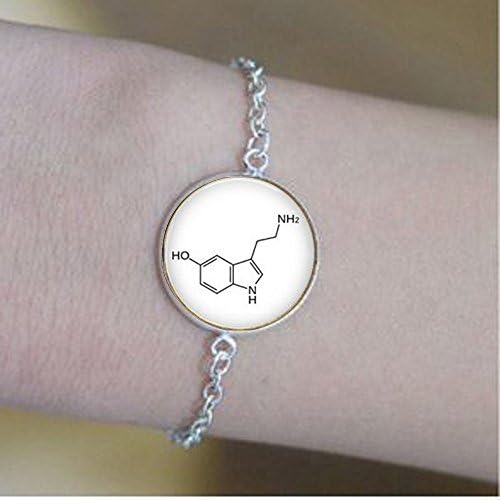 stahpk Brass Chemistry bracelets - Serotonin Molecule bracelets - Serotonin Jewelry - Chemistry bracelets - Serotonin - Biology - Chemistry bracelets