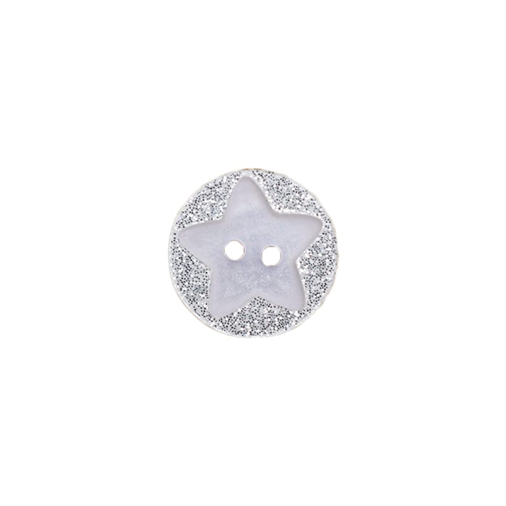 100 Pieces Glitter Button Set 2 Holes Resin Button for Crafting Sewing Replacement Knitting Baby and Kids Cardigans Handmade Crafts，Five-Pointed Star 15MM