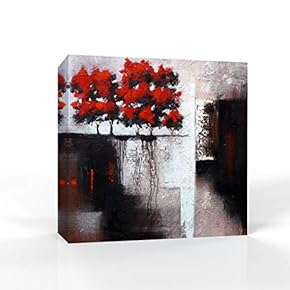 Canvas Wall Art Elegant Red Flowers Pictures Home Wall Decorations for Bedroom Living Room Paintings Canvas Prints Framed - 12x12 inches