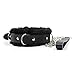 DERENHER Fur Lined D Rings Choker Necklace Adjustable Black Real Leather Neck Collar with Chain Leash (Style-1)