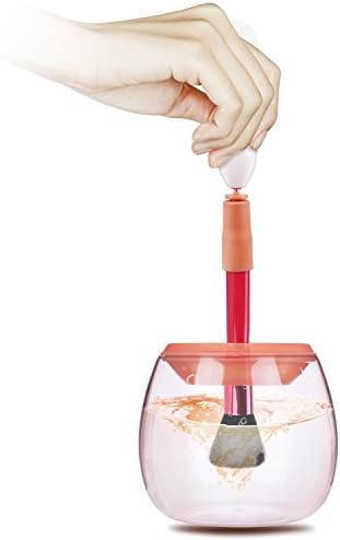 YEVITA Electric Makeup Brushes Cleaner Dryer Portable Automatic Spinning Brushes Cleaning Tool (Round-Only, Gold Pink)