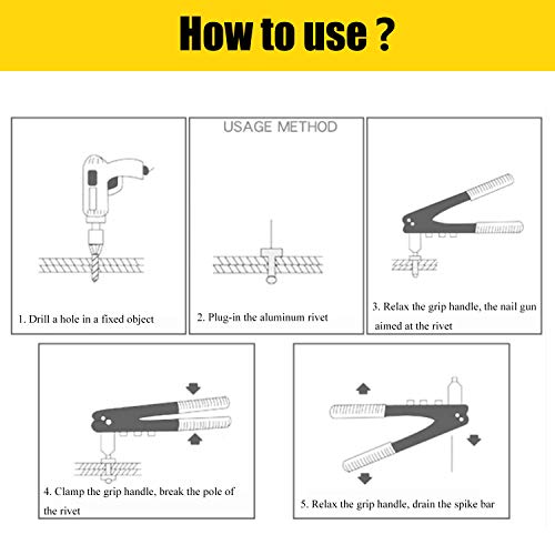 URGENEX Rivet Gun Hand Riveter with 48pcs Metal Rivets Heavy Duty Riveter Kit Professional Pop Rivet Gun