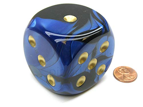 Black and Blue Gemini With Gold Pips 50mm (2in) D6 Die Chessex