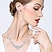EVER FAITH Wedding Jewelry Set for Bride Crystal White Simulated Pearl Leaf Floral Vintage Prom Necklace Earrings Sets Silver-Tone