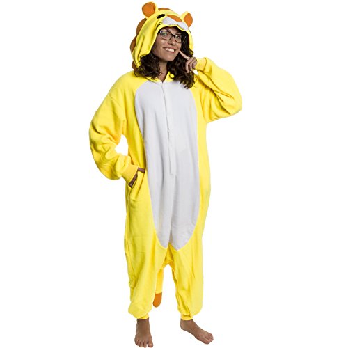 Silver Lilly Unisex Adult Pajamas - Plush One Piece Cosplay Lion Animal Costume
