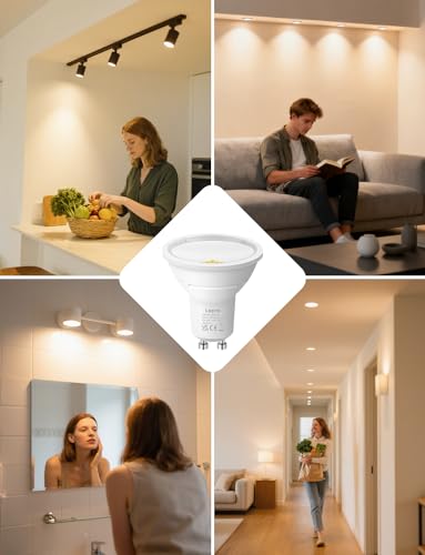 Lepro Energy Class A GU10 LED Warm White Lamp, 3.3 W 2700 K Warm White 590 lm, Not Dimmable, 100° Beam Angle, Energy-Saving GU 10 LED Bulbs for Hallway, Living Room, Bedroom, Pack of 5