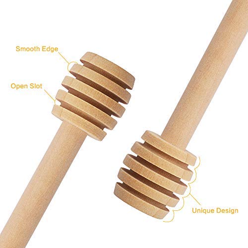 WOAIWO-Q 50 Pack of Mini 3 Inch Wood Honey Dipper Sticks, Individually Wrapped, Server for Honey Jar Dispense Drizzle Honey, Wedding Party Favors - Thumbnail 3