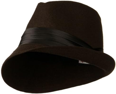 Slanted Brim Fedora Hat - Brown OSFM